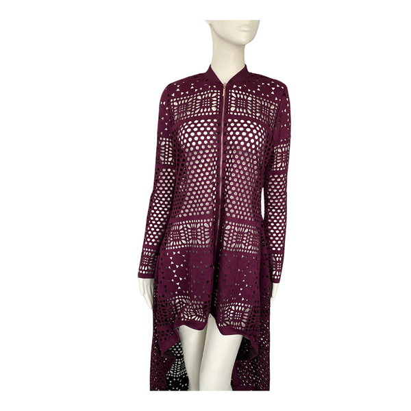 Cut-out High Low Top Cardigan Burgundy SIZE S - New