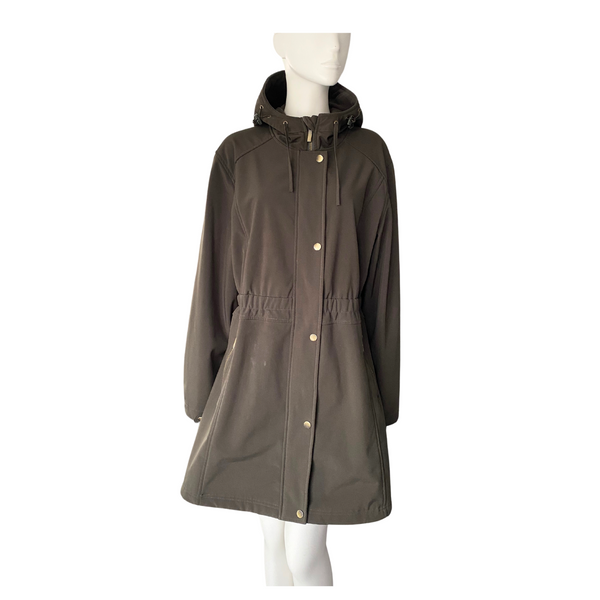 French Connection Anorak Parka Coat Soft Shell Khaki Green SIZE XL - Preloved