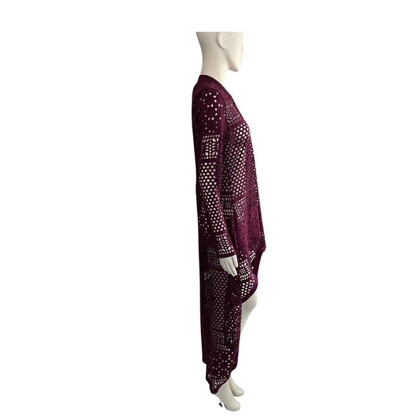 Cut-out High Low Top Cardigan Burgundy SIZE S - New