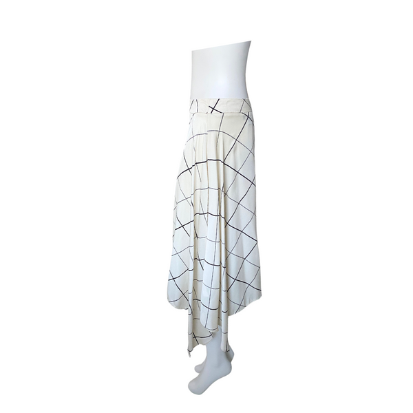 Asymmetrical Drape Midi Skirt Cream SIZE 10 - New