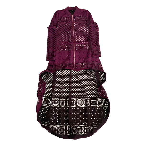 Cut-out High Low Top Cardigan Burgundy SIZE S - New