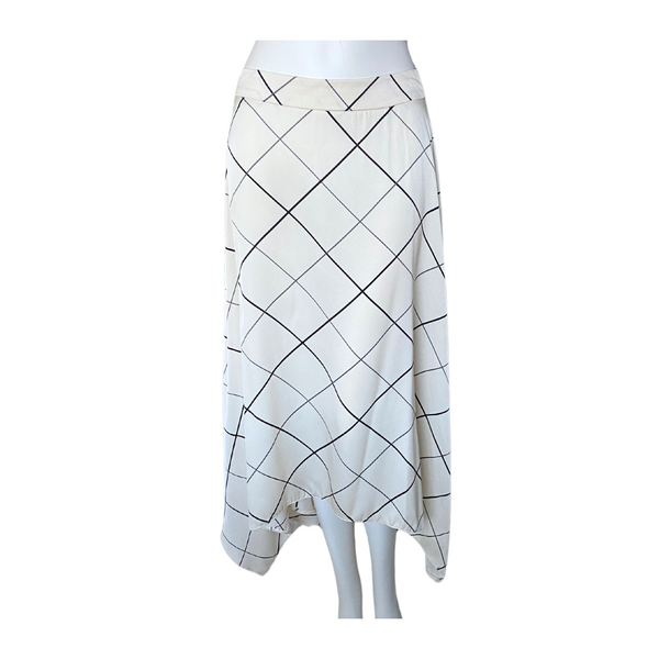 Asymmetrical Drape Midi Skirt Cream SIZE 10 - New
