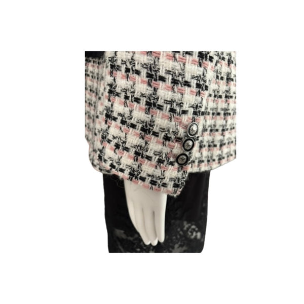 ZARA Tweed Check Double-Breasted Blazer White Black Size XL – Preloved