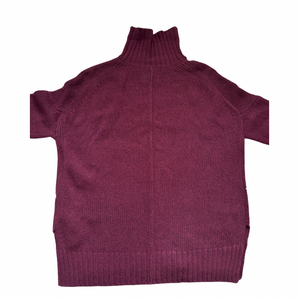Burgundy turtleneck sweater back  on a white background