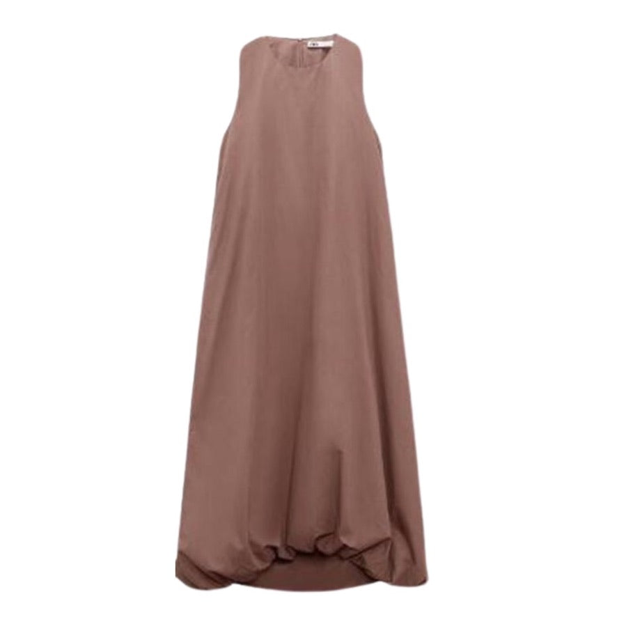 Brown sleeveless dress on a white background