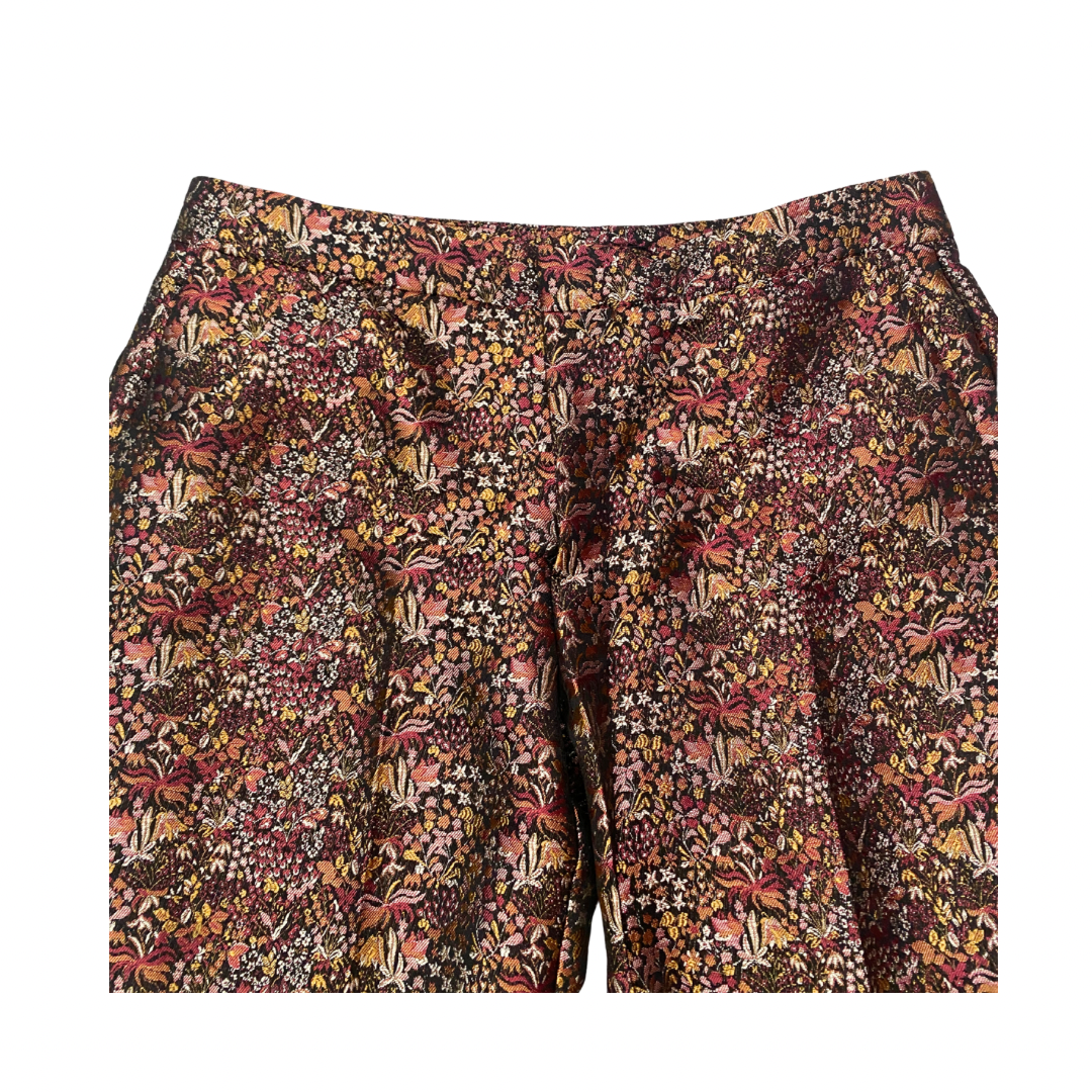 Floral patterned pants on a white background