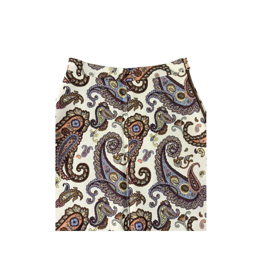 Paisley patterned fabric swatch on a white background