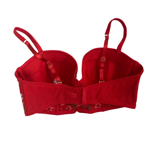 Ann Summers Embroidered Bustier Red SIZE 12-14