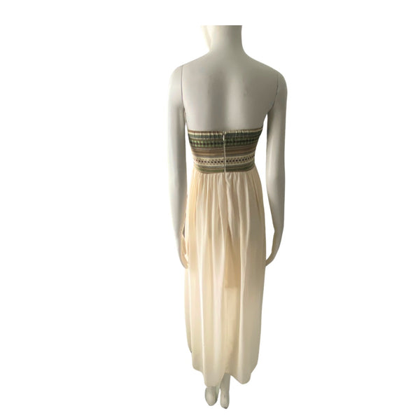 Contrast Strapless Sheer Maxi Dress Cream