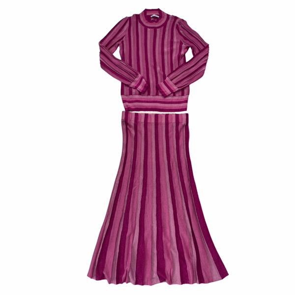 Gallery Pink Striped Knit Skirt Top Co-ord Size S – Preloved
