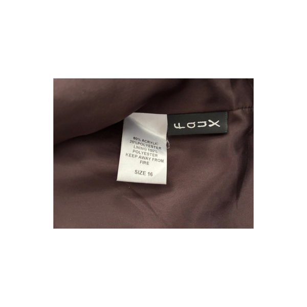 Shawl Collar Faux Fur Cropped Coat Brown Size 16 - Preloved