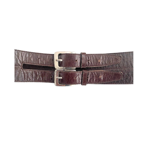 Betty Barclay Vintage Double Buckle Leather Belt Brown