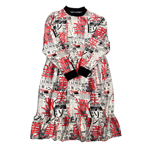 Collusion Newspaper Print Dress Red SIZE 10