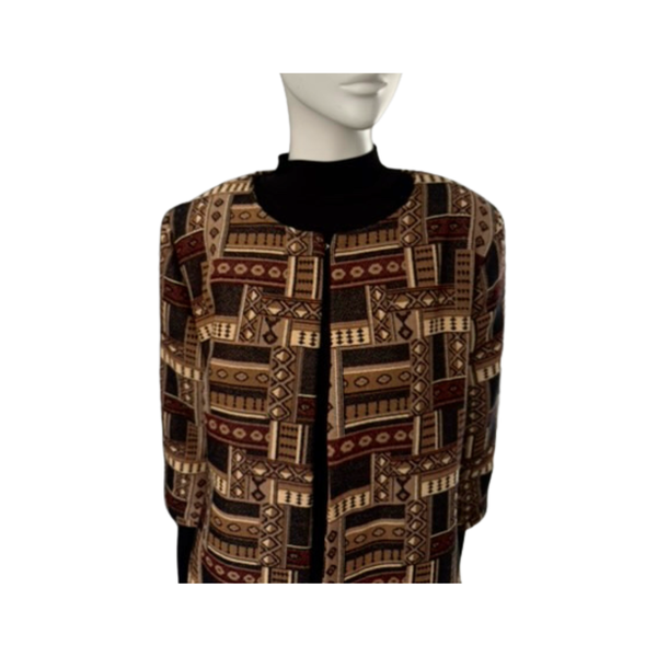 Aztec Print Jacquard Coat Brown Size 14 - New