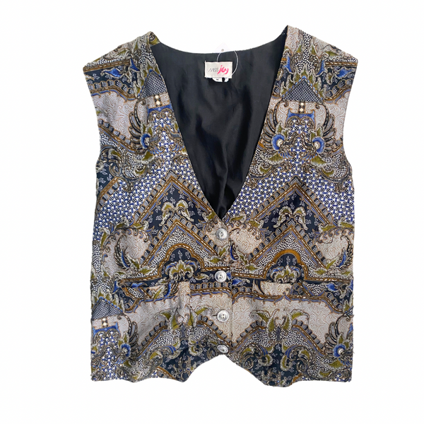 Beaded Pattern Vintage Waistcoat Grey SIZE M