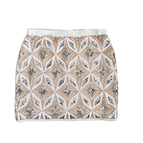 Geometric Sequins Mini Skirt Gold SIZE M/L