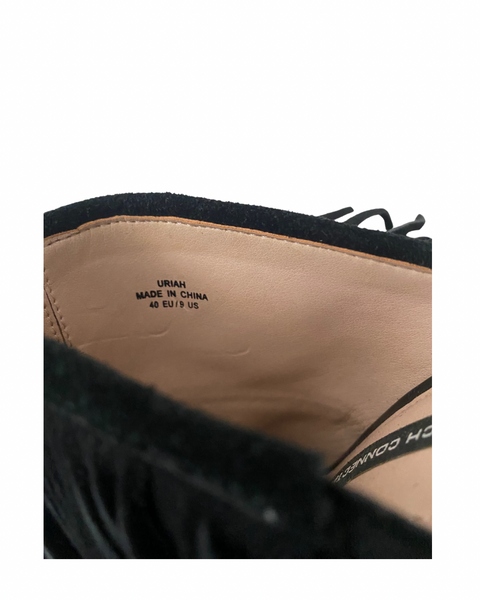 French Connection Suede Fringe Mules Black SIZE 40