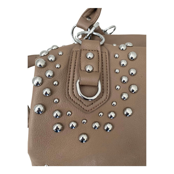 Studded Hobo Shoulder Bag Brown