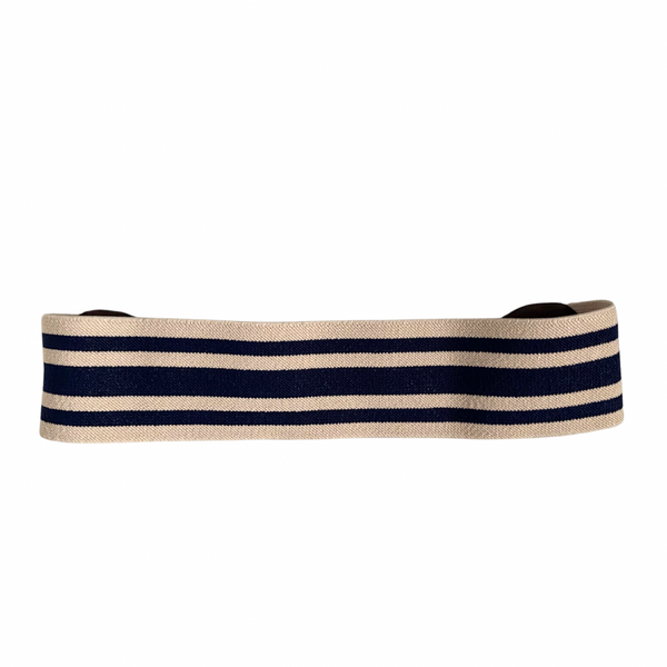 Stripe Cotton Canvas  Elasticated Waist Belt Brown