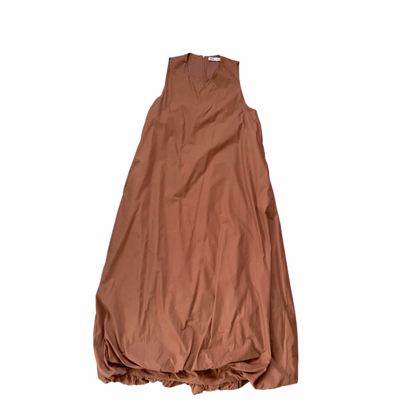 Zara Bubble Hem Maxi Dress Brown Size M – Preloved