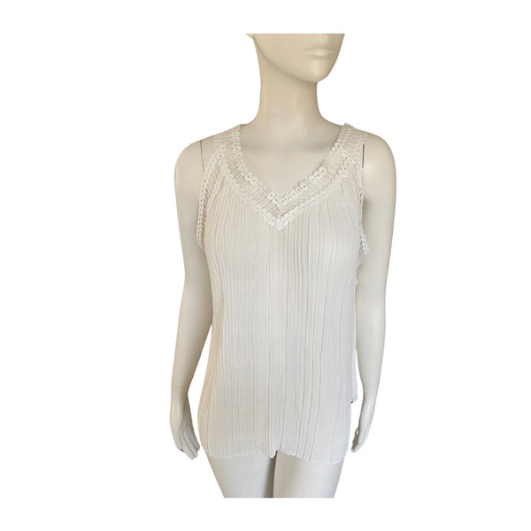 Pleated Vest Top Ivory SIZE S