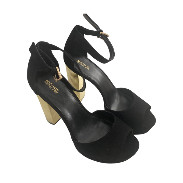 MICHAEL KORS Porter Suede  Platform Heels Black SIZE 41