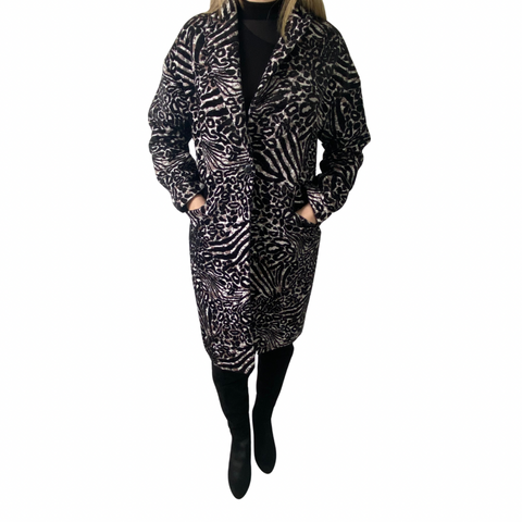 Gallery Zebra Print Midi Coat SIZE 12 - New