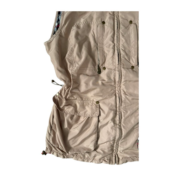 Golfino Lighweight Reversible Gilet Beige Check Size 16 - Preloved