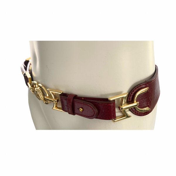 Horsebit Buckle Waist Belt Red