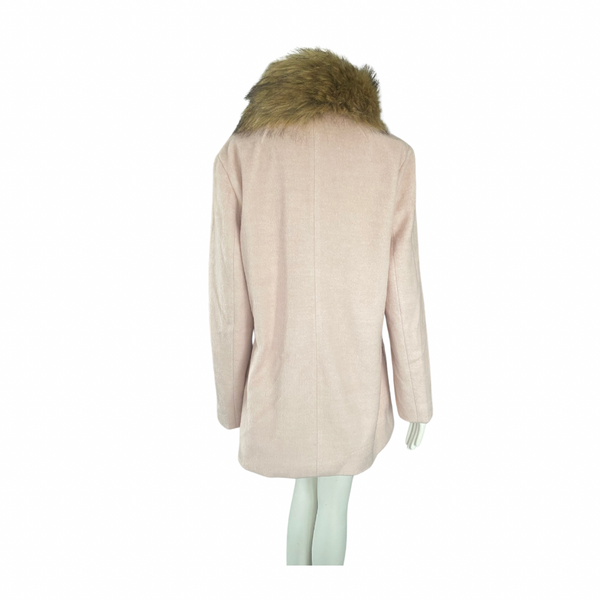 Faux Fur Collar swing Coat Pink SIZE 14