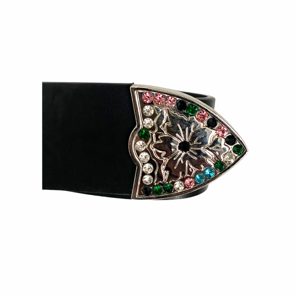 Rhinestone Western Belt Black