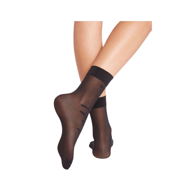 20 Denier Ankle Socks Aurora Script  Wolford Black