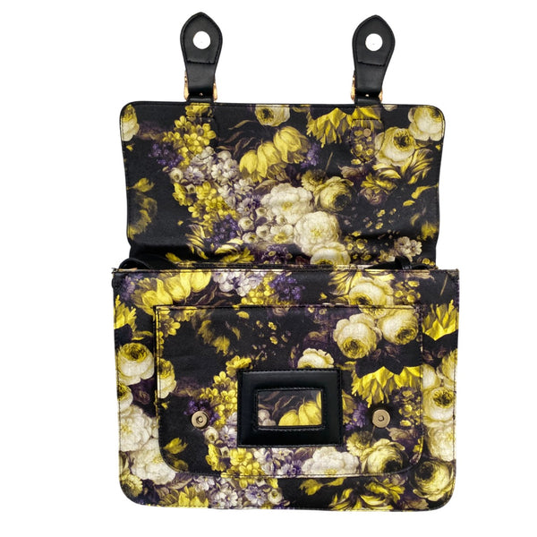 Floral Large Satchel Black Multi