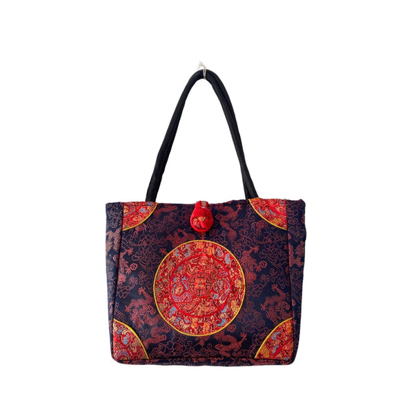 Silk Vintage Mini Tote Bag Navy