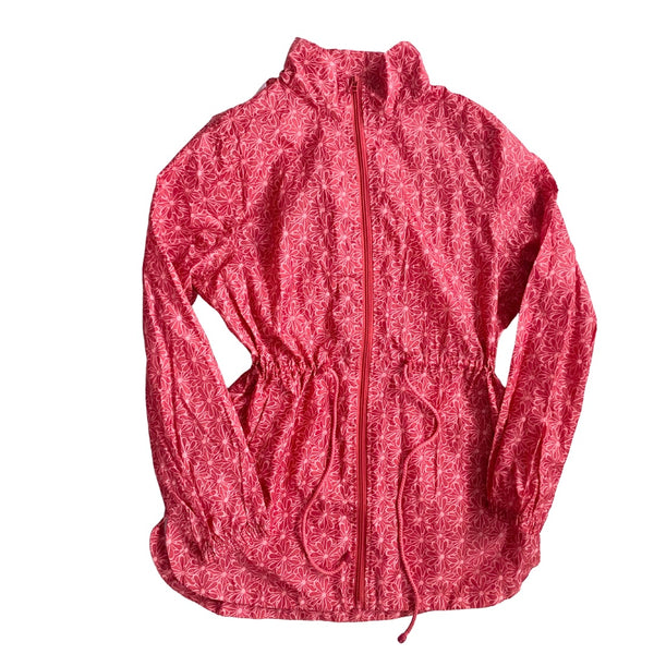 Dunnes Flower Print Windbreaker Jacket Red SIZE L