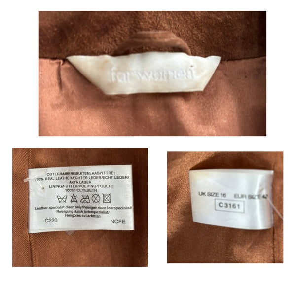 Single Breasted Suede Classic Trench Coat Tan Size 16 - Vintage