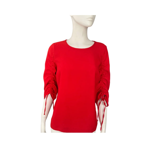 Coast Ruched Tie Sleeve Top Red SIZE 8