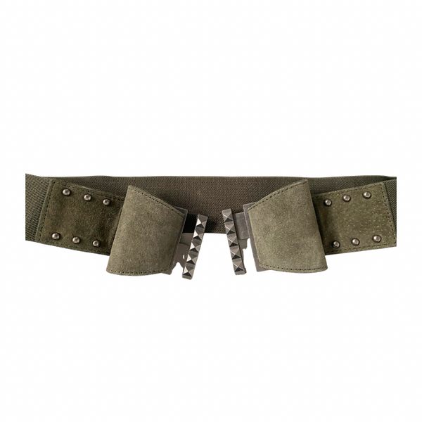 Bow Stud Elasticated Waist Belt Green