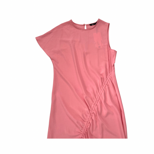 Zara Pink Asymmetric Midi Dress Size S – New
