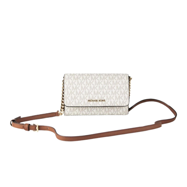 MICHAEL KORS Jet Set Travel Phone Crossbody Leather Cream