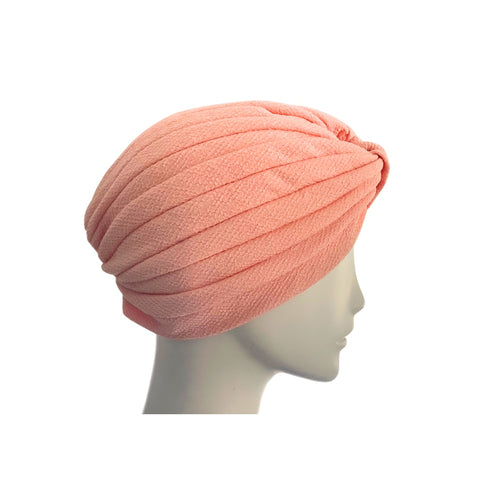 Diamond Knot Fabric Turban Hat Peach ONE SIZE - New