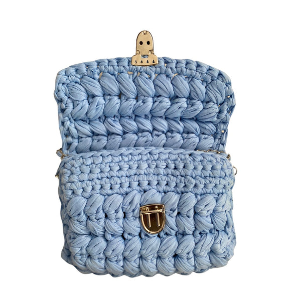 Benetton Crotchet Crossbody Bag Handmade Blue