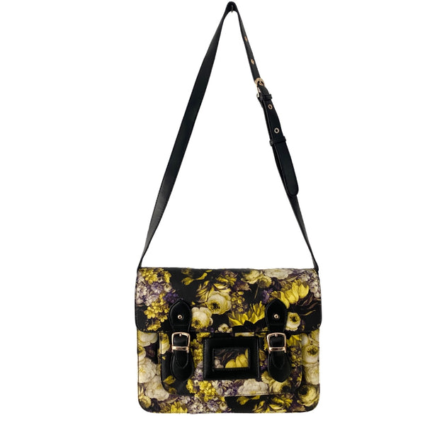 Floral Large Satchel Black Multi