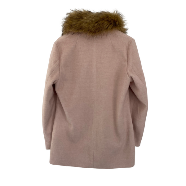 Faux Fur Collar swing Coat Pink SIZE 14