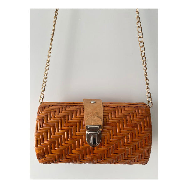 Retro Wicker Shoulder Clutch Bag