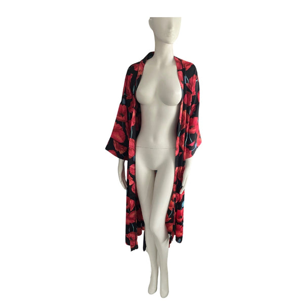 H&M Poppy Print Kimono Red SIZE M/L