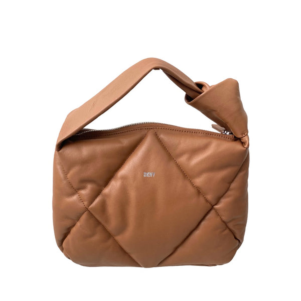 DKNY Leather Quilted  Knot Bag  Camel