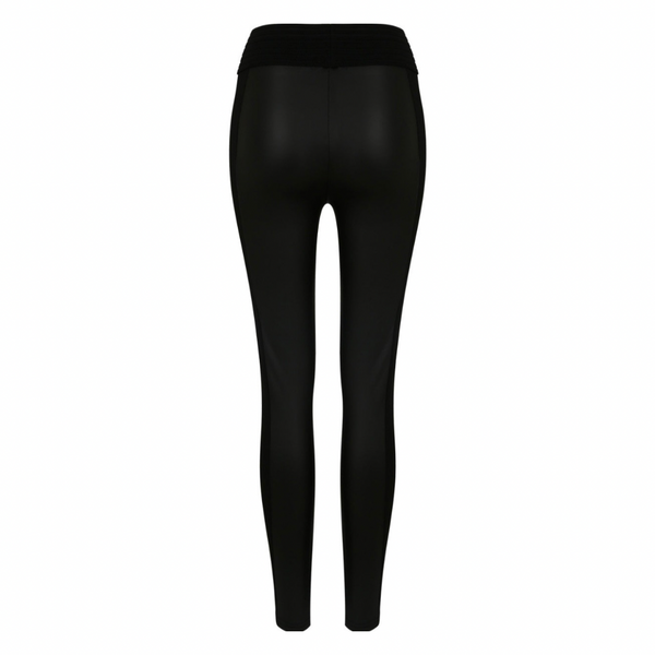 PU Side Stretch Leggings Black SIZE M