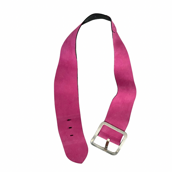 Pink Suede Waist Belt with Silver Buckle Size M – Vintage