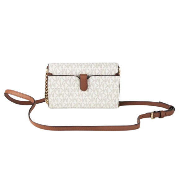 MICHAEL KORS Jet Set Travel Phone Crossbody Leather Cream